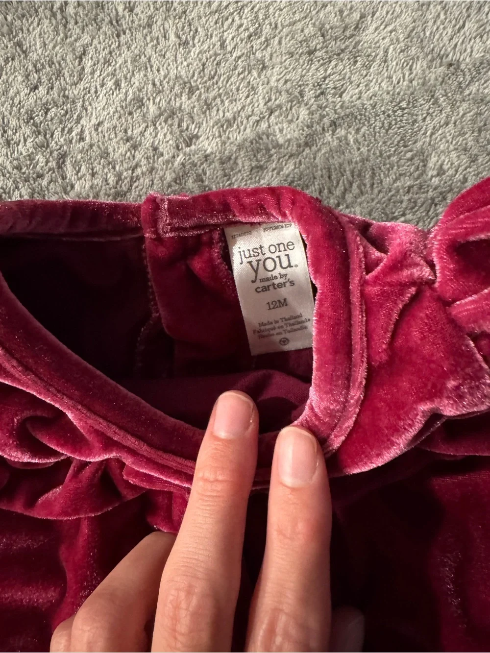 Carter's Burgundy Velvet Ruffle Bodysuit with Floral Leggings